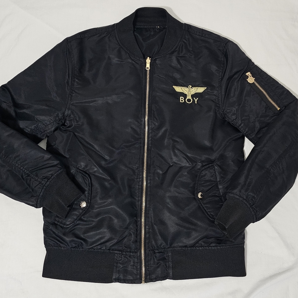 BOY London Reversible Bomber Jacket Black Gold Eagle Streetwear MA-1 - Picture 2 of 8